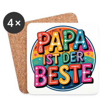 Papa est le meilleur – coloré et joyeux - Dessous de verre (lot de 4) - blanc - Devant