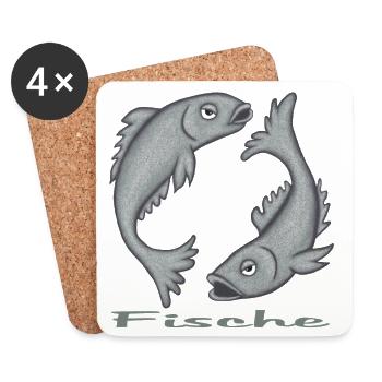 Sternzeichen Fische - Untersetzer (4er-Set) - Weiß - Vorne