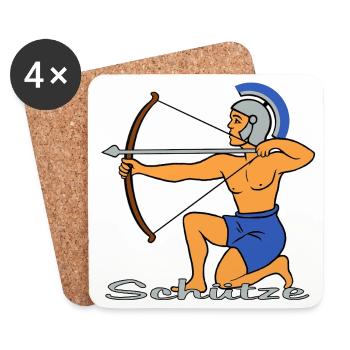 Signe du zodiaque Sagittaire en tant qu’archer romain - Dessous de verre (lot de 4) - blanc - Devant