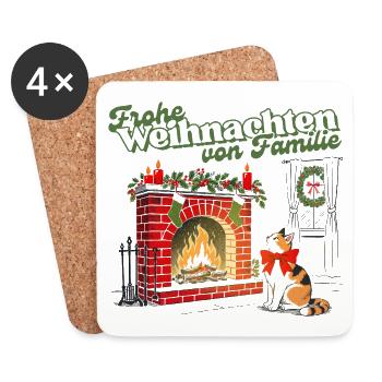 Joyeux Noël de la famille Kamin - Dessous de verre (lot de 4) - blanc - Devant