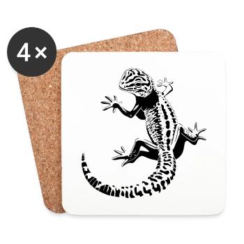 Gecko léopard - Dessous de verre (lot de 4) - blanc - Devant