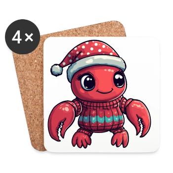 Lobster Crab Christmas - Coasters (set of 4) - white - Front