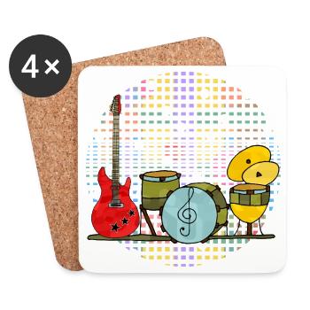 Instruments de musique - Dessous de verre (lot de 4) - blanc - Devant