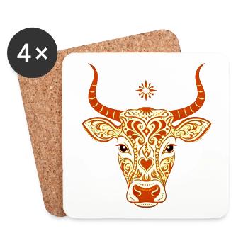 vache sacrée , illustration artistique - Dessous de verre (lot de 4) - blanc - Devant