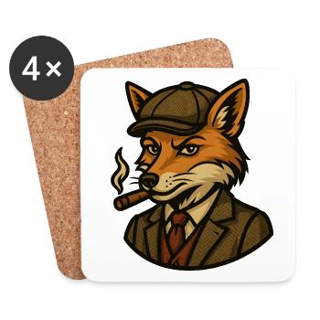 Fuchs mit Zigaretten - Vintage Style - Untersetzer (4er-Set) - Weiß - Vorne