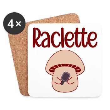 Raclette Champignons - Dessous de verre (lot de 4) - blanc - Devant