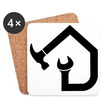Handwerker Hausmeister – Hammer Schraubenschlüssel - Untersetzer (4er-Set) - Weiß - Vorne
