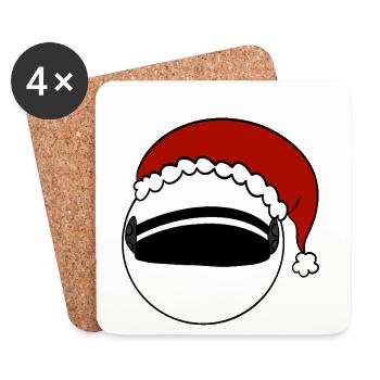 Weihnachtsmann   Helm  - Untersetzer (4er-Set) - Weiß - Vorne