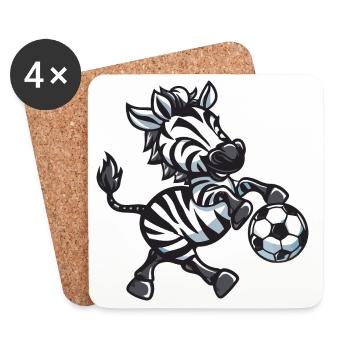 Zebraspieler mit Ball - Untersetzer (4er-Set) - Weiß - Vorne