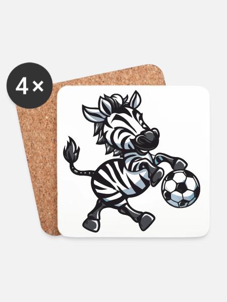 Zebraspieler mit Ball - Untersetzer (4er-Set) - Weiß