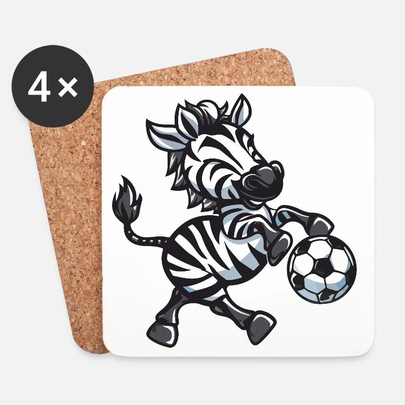 Zebraspieler mit Ball - Untersetzer (4er-Set) - Weiß