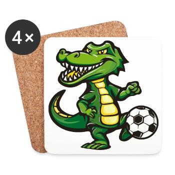 Caricature de héros de football crocodile - Dessous de verre (lot de 4) - blanc - Devant