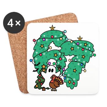 67 Nummern Whimsical Ghost Under Festive Evergreen - Untersetzer (4er-Set) - Weiß - Vorne