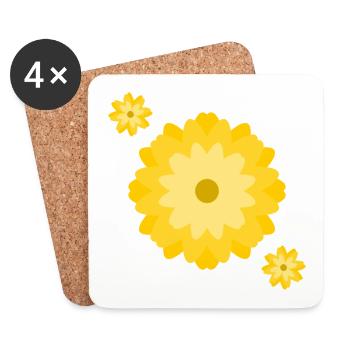 Sunny Daisy Burst - Coasters (set of 4) - white - Front