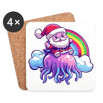 Qualle Weihnachtsmann Weihnachten - Untersetzer (4er-Set) - Weiß - Vorne