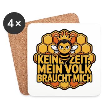 Biene Spruch – Keine Zeit, mein Volk braucht mich - Untersetzer (4er-Set) - Weiß - Vorne