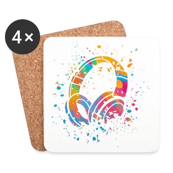 Headphones Music EDM DJ Music Lover - Coasters (set of 4) - white - Front