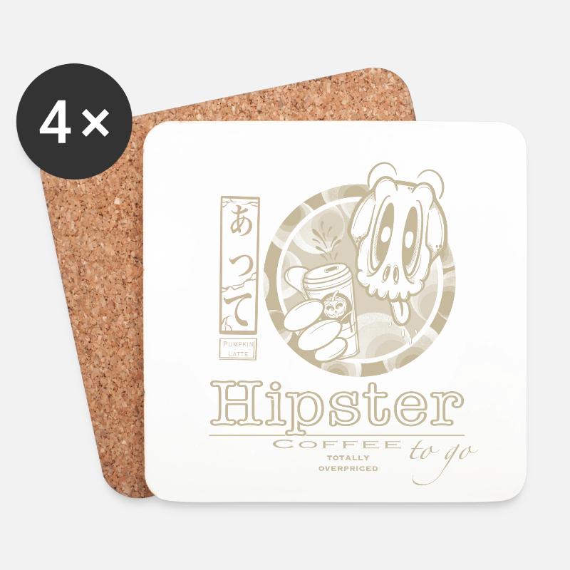 Hipster Kaffee to go - Untersetzer (4er-Set) - Weiß