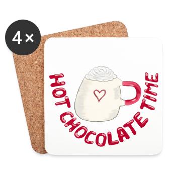 Warm yourself with love - moments full of chocolate - Coasters (set of 4) - white - Front