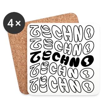 Wellenförmiges Techno-Logo-Design. - Untersetzer (4er-Set) - Weiß - Vorne
