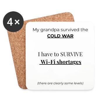 Funny Sarcastic Wi-Fi Shortage T-Shirt - Coasters (set of 4) - white - Front