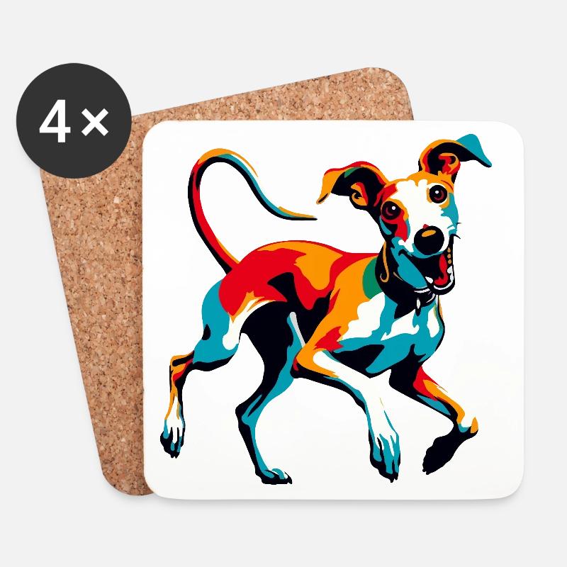 Silly Galgo Nr6 - Untersetzer (4er-Set) - Weiß