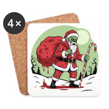 Monstre effrayant Zombie Noël Horreur - Dessous de verre (lot de 4) - blanc - Devant