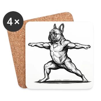 Drôle de cadeau bouledogue français - Dessous de verre (lot de 4) - blanc - Devant