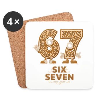 Funny 6 7 Christmas Meme Santa Saying Shirt - Coasters (set of 4) - white - Front