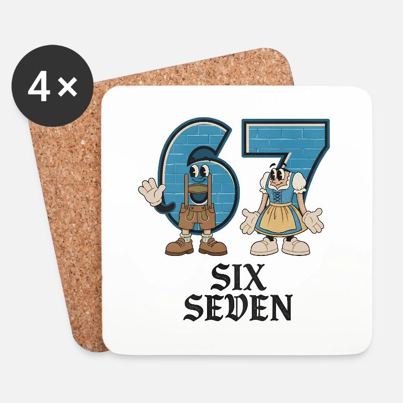 6 7 Sechs Sieben Meme - Untersetzer (4er-Set) - Weiß