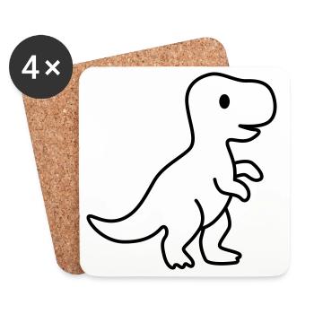 Dino / Dinosaurier - Untersetzer (4er-Set) - Weiß - Vorne