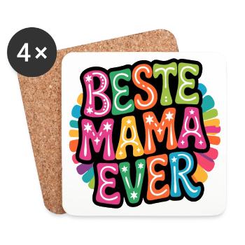 La meilleure maman de tous les temps colorée - Dessous de verre (lot de 4) - blanc - Devant