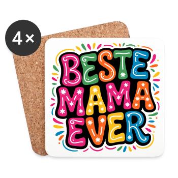 Beste Mama Ever bunte Typo - Untersetzer (4er-Set) - Weiß - Vorne