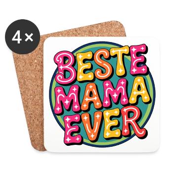 Meilleure typographie rétro de maman de tous les temps - Dessous de verre (lot de 4) - blanc - Devant