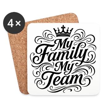 Mon équipe familiale dit couronne - Dessous de verre (lot de 4) - blanc - Devant