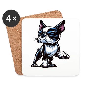 Talk to the Paw Boston Boston terrier Bostie Bosti - Untersetzer (4er-Set) - Weiß - Vorne
