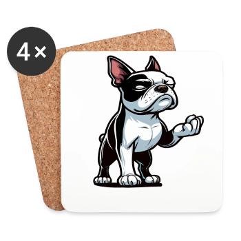 Talk to the Paw Boston Boston terrier Bostie Bosti - Untersetzer (4er-Set) - Weiß - Vorne