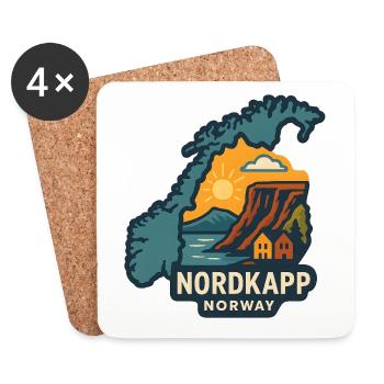 Coucher de soleil sur le Cap Nord à Klippan en Norvège - Dessous de verre (lot de 4) - blanc - Devant