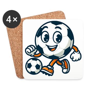 Funny Soccer Cartoon - Coasters (set of 4) - white - Front