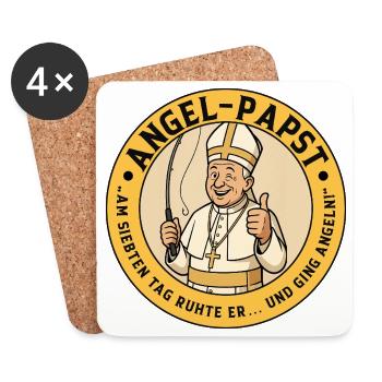 L’Ange Pape - Motif amusant pour les pêcheurs - Dessous de verre (lot de 4) - blanc - Devant