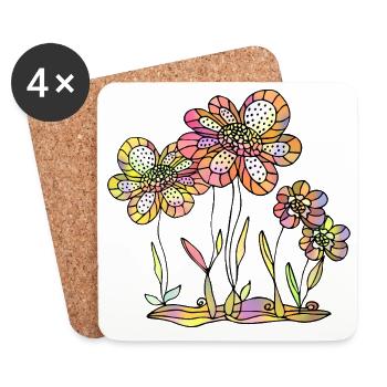 Fleur - Dessous de verre (lot de 4) - blanc - Devant