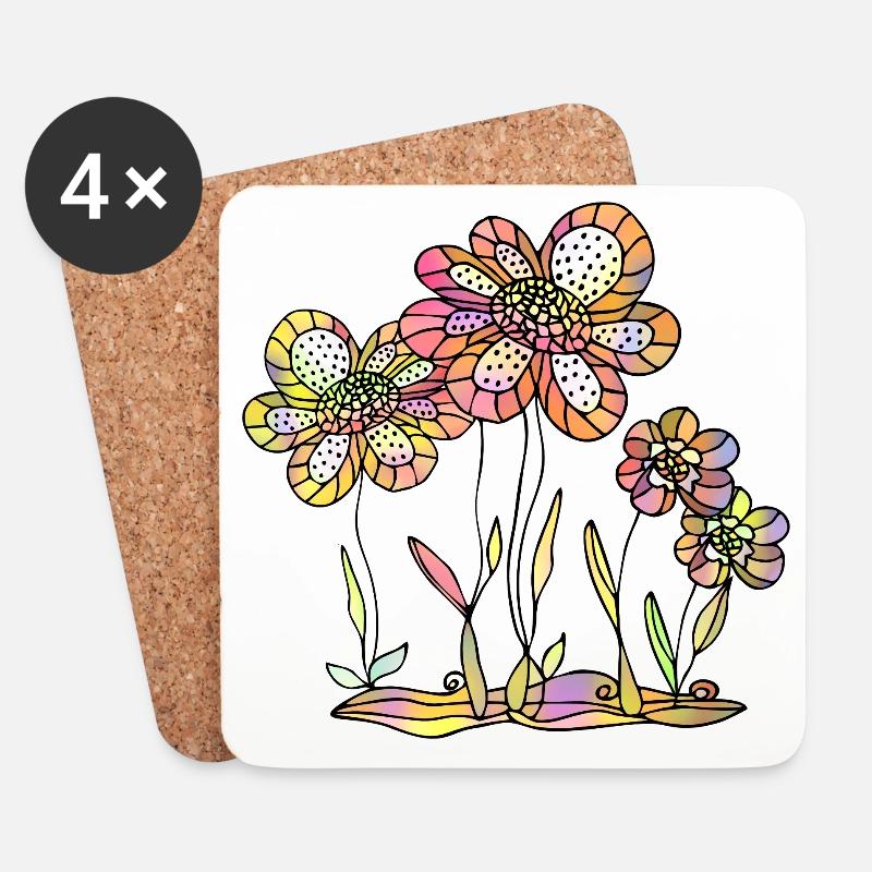 Blumen - Untersetzer (4er-Set) - Weiß