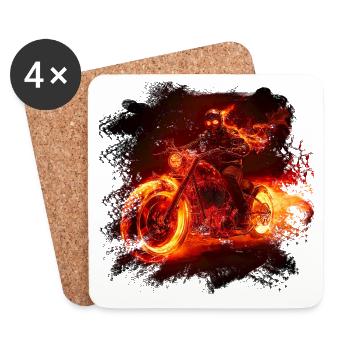 Flame Bike Rider - Coasters (set of 4) - white - Front