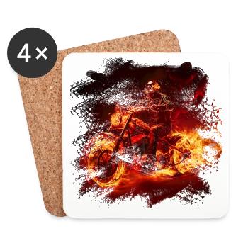 Fire Bike Rider - Coasters (set of 4) - white - Front