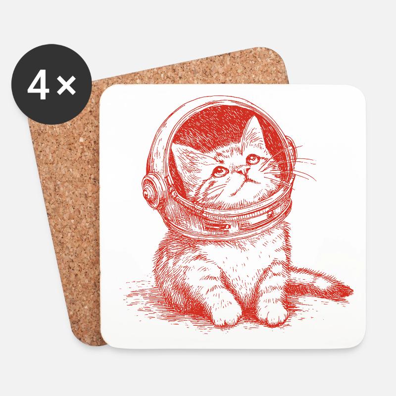 Astro Kitty - Untersetzer (4er-Set) - Weiß