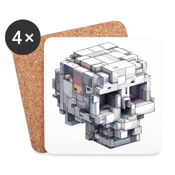 Block Skull Design – Digital Art Look - Coasters (set of 4) - white - Front