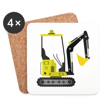 Excavator - Coasters (set of 4) - white - Front