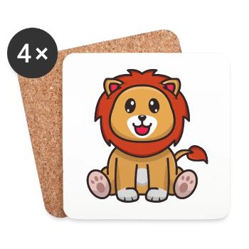 Lion de dessin animé - Dessous de verre (lot de 4) - blanc - Devant