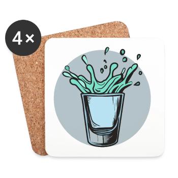 Spritziges Glas-Splash Motiv - Untersetzer (4er-Set) - Weiß - Vorne