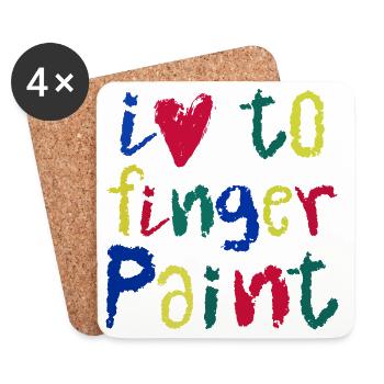 I Love Finger Paints | Painting Fun Design Kids - Coasters (set of 4) - white - Front